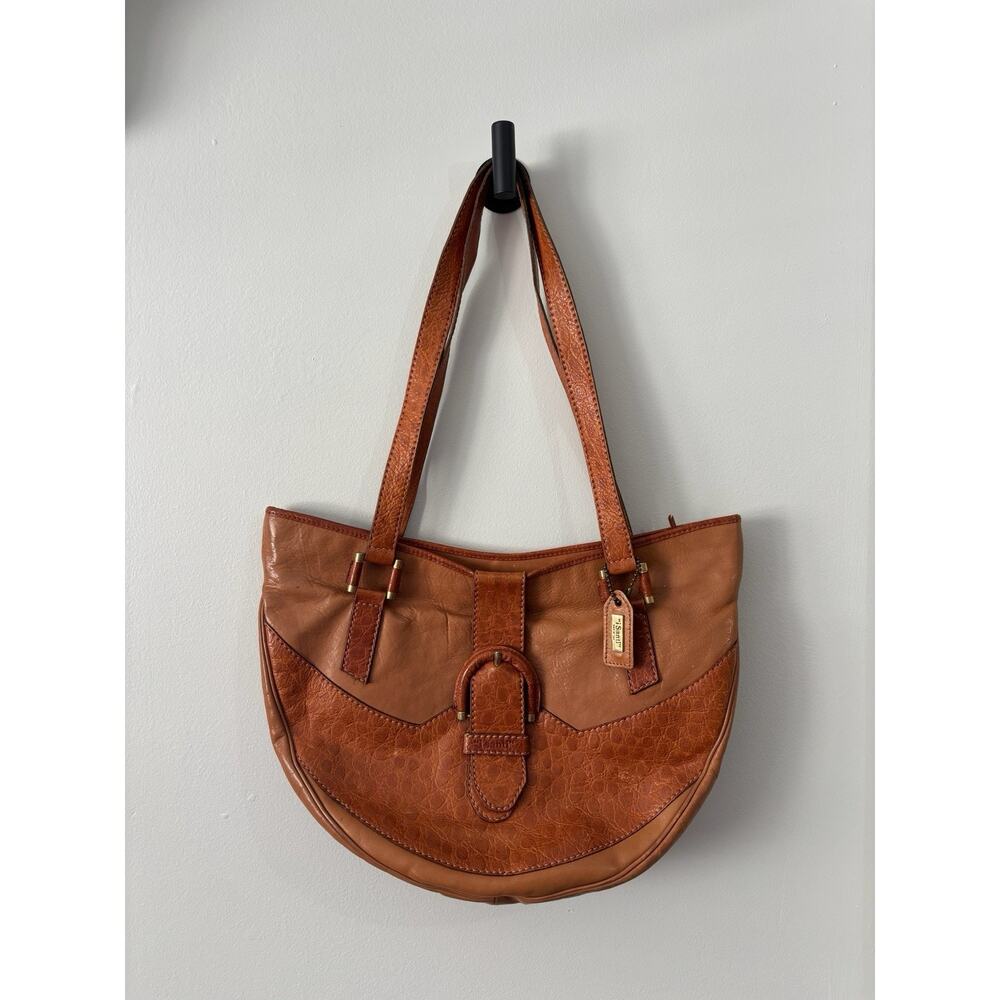 i Santi Brown Leather Large Shoulder Bag. Vintage, Made in Italy